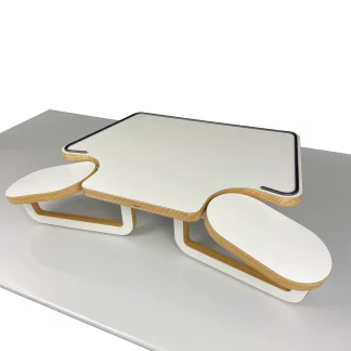 Établi horloger de table Easy blanc avec rive - vue de face