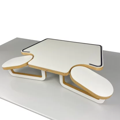 Établi horloger de table Easy blanc avec rive - vue de face