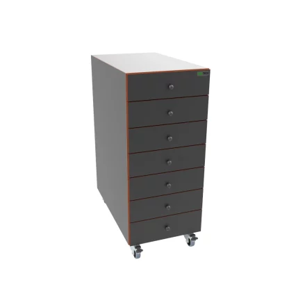 Layette d'horloger taille L sur roulettes 7 grands tiroirs