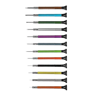 TOURNEVIS-14-Tournevis-d'horloger-corps-en-aluminium-éloxés-tête-en-PVC-noir