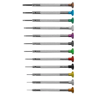 TOURNEVIS-14B-Tournevis-d'horloger-corps-en-acier-inox-et-têtes-en-aluminium-éloxé-hexagonal-montés-sur-roulement-à-billes