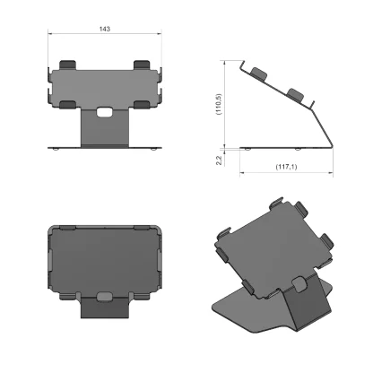 Support barquettes/plateaux à empreintes 130x90mm Renfer pour 1 barquette (dimensions)