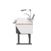 Etabli avec accoudoirs et layette largeur 1480mm 4 vérins électriques haute rigidité avec jupe vue de côté H1065