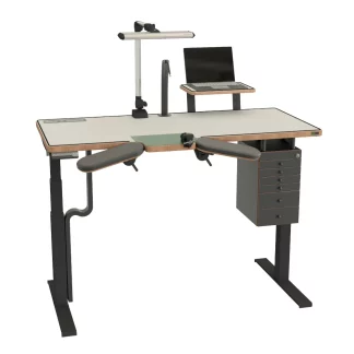 Établi horloger E-Bench asymétrique 148x80 cm avec layette 6 tiroirs