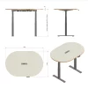 Table ovale E-Oval avec piètement électrique (dimensions)